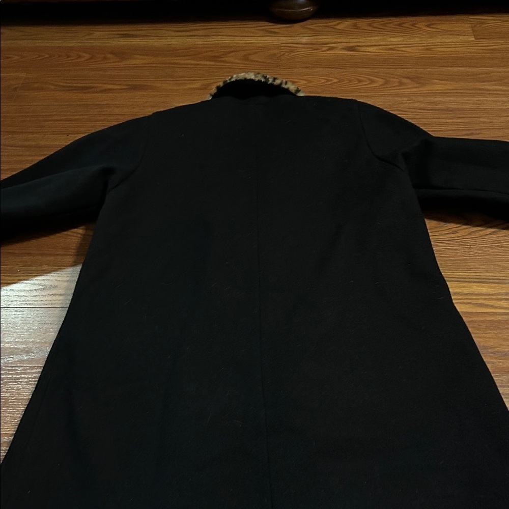 70s Vintae Donny Brooks USA Union Made Wool Black Coat & Faux Cheetah Lined 12 - Picture 12 of 12